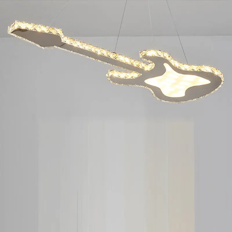 Modern Luxury Guitar Shape Crystal Stainless Steel LED Chandelier for Living Room Lumendat