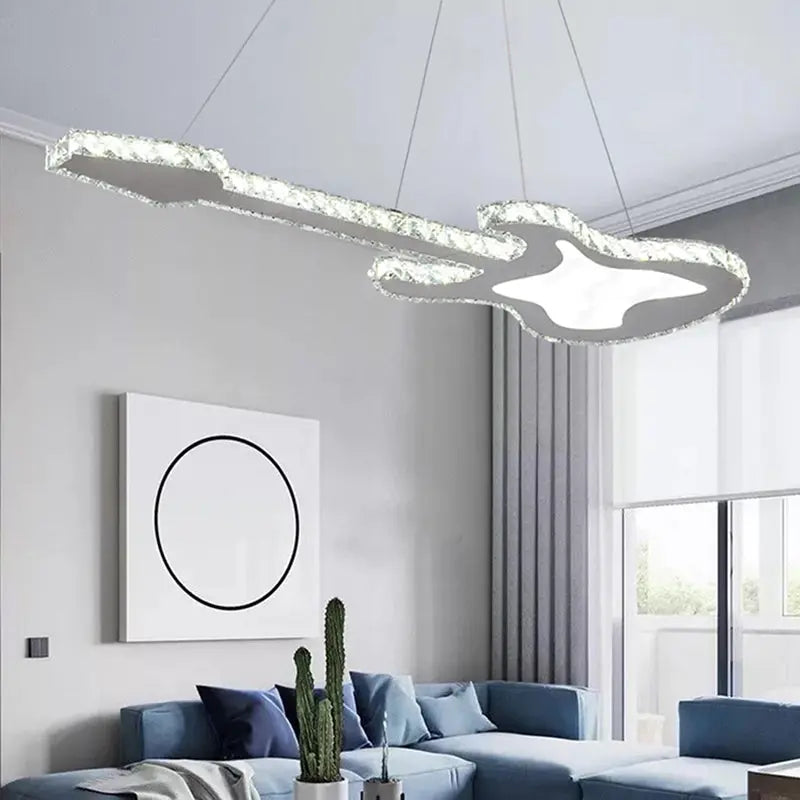 Modern Luxury Guitar Shape Crystal Stainless Steel LED Chandelier for Living Room Lumendat