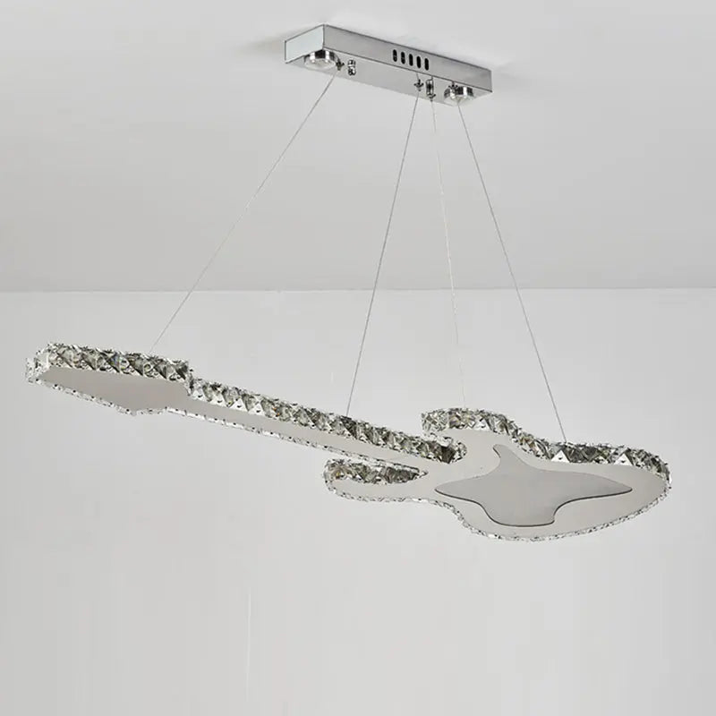 Modern Luxury Guitar Shape Crystal Stainless Steel LED Chandelier for Living Room Lumendat