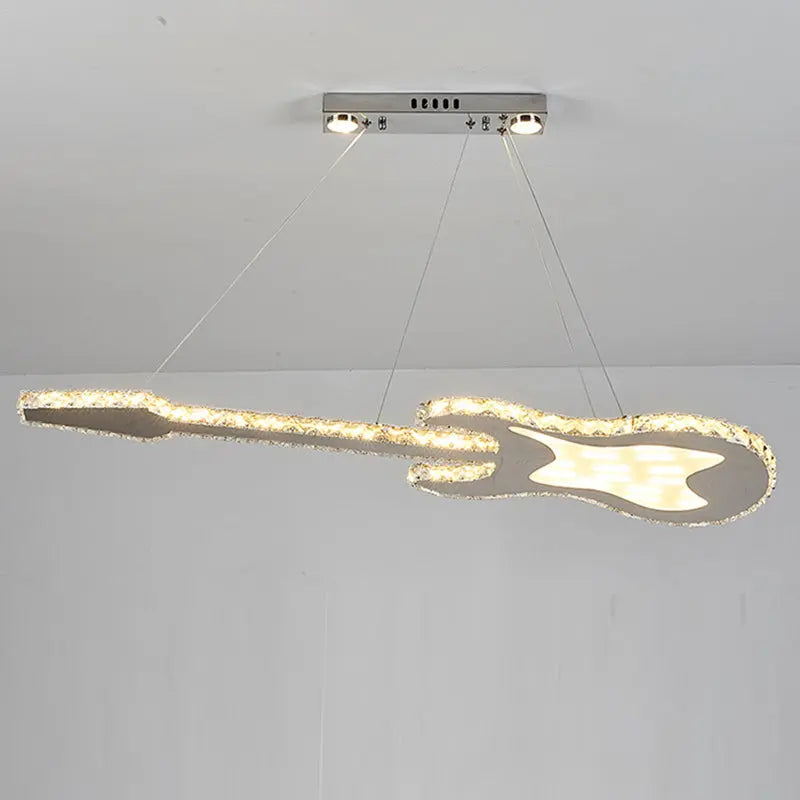 Modern Luxury Guitar Shape Crystal Stainless Steel LED Chandelier for Living Room Lumendat