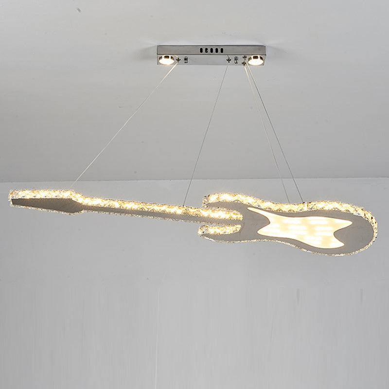 Modern Luxury Guitar Shape Crystal Stainless Steel LED Chandelier for Living Room