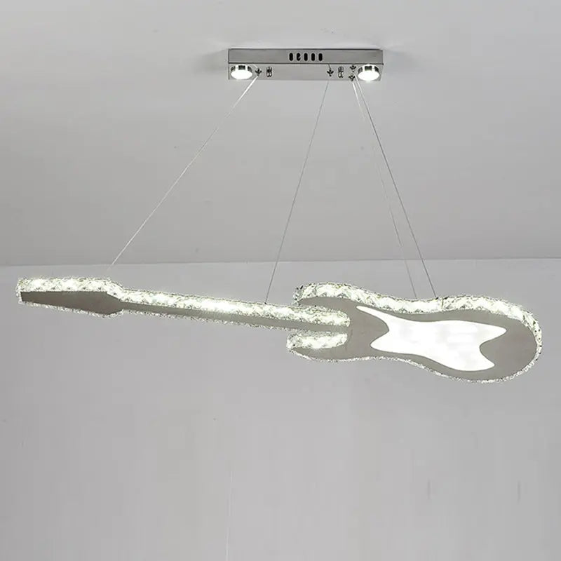Modern Luxury Guitar Shape Crystal Stainless Steel LED Chandelier for Living Room Lumendat