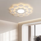 Modern Minimalist Flower Round Acrylic Iron LED Flush Mount Ceiling Light For Living Room