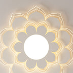 Modern Minimalist Flower Round Acrylic Iron LED Flush Mount Ceiling Light For Living Room