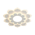 Modern Minimalist Flower Round Acrylic Iron LED Flush Mount Ceiling Light For Living Room