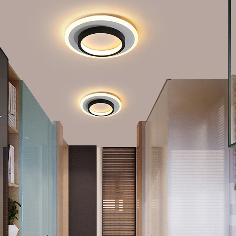 Modern Simplicity Square Round Acrylic Iron LED Flush Mount Ceiling Light For Living Room