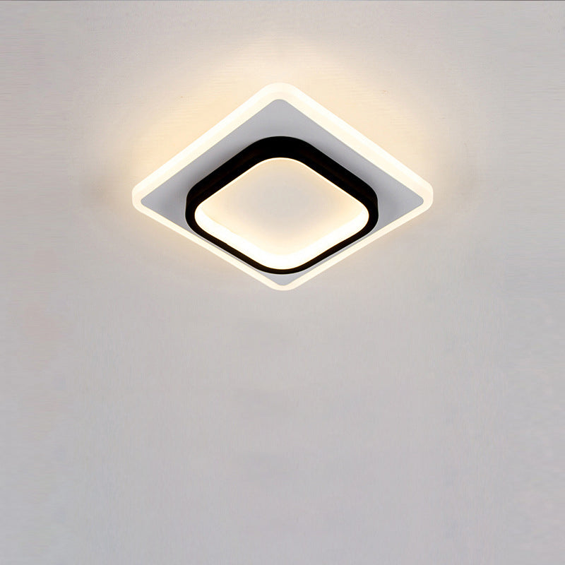 Modern Simplicity Square Round Acrylic Iron LED Flush Mount Ceiling Light For Living Room