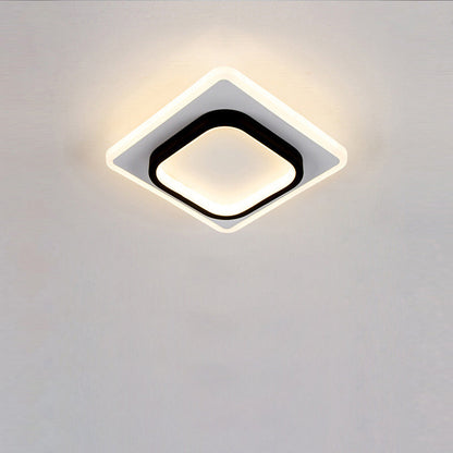 Modern Simplicity Square Round Acrylic Iron LED Flush Mount Ceiling Light For Living Room