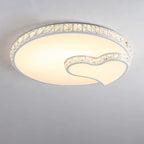 Modern Luxury Cloud Star Crescent Concentric Crystal Iron LED Flush Mount Ceiling Light For Living Room