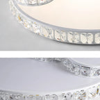 Modern Luxury Cloud Star Crescent Concentric Crystal Iron LED Flush Mount Ceiling Light For Living Room