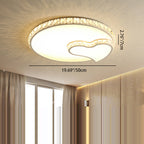 Modern Luxury Cloud Star Crescent Concentric Crystal Iron LED Flush Mount Ceiling Light For Living Room