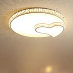 Modern Luxury Cloud Star Crescent Concentric Crystal Iron LED Flush Mount Ceiling Light For Living Room
