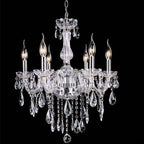 Contemporary Scandinavian Branch Pendant Candle Crystal Glass Metal 6-light Chandelier for Living Room BulbSquare