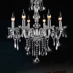 Contemporary Scandinavian Branch Pendant Candle Crystal Glass Metal 6-light Chandelier for Living Room BulbSquare