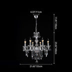 Contemporary Scandinavian Branch Pendant Candle Crystal Glass Metal 6-light Chandelier for Living Room BulbSquare