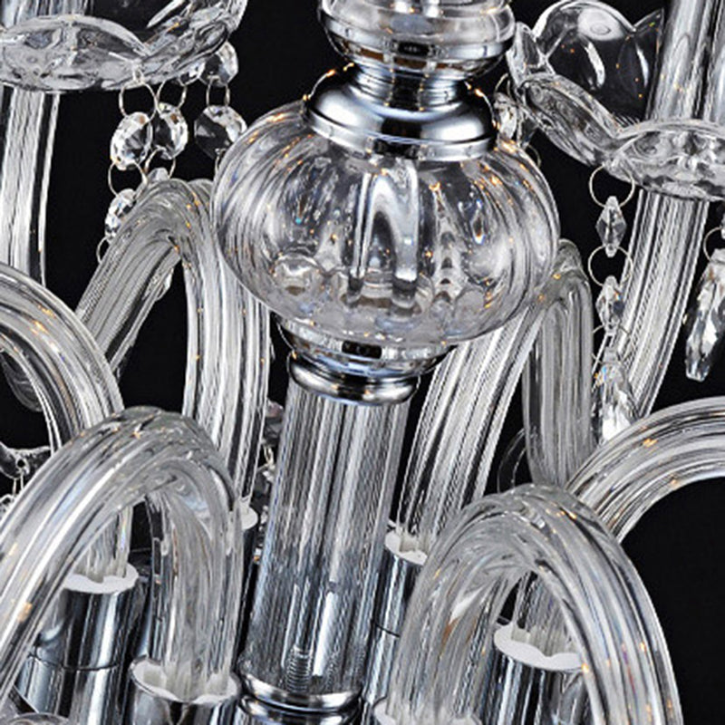 Contemporary Scandinavian Branch Pendant Candle Crystal Glass Metal 6-light Chandelier for Living Room BulbSquare