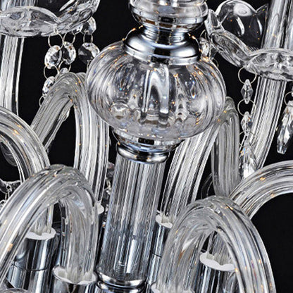 Contemporary Scandinavian Branch Pendant Candle Crystal Glass Metal 6-light Chandelier for Living Room