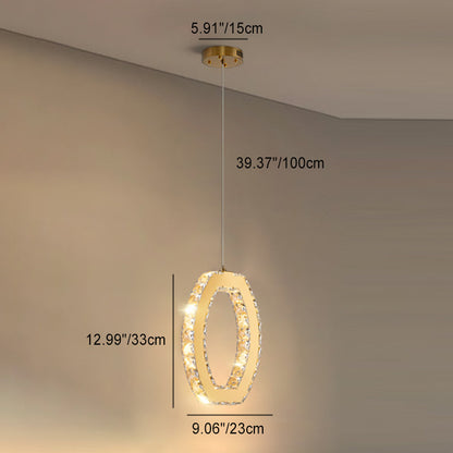 Modern Luxury Cube Drum Hexagon Flower Pentagon Oval Crystal Stainless Steel LED Pendant Light For Living Room