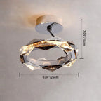 Modern Simplicity Round Prism Crystal Hardware LED Semi-Flush Mount Ceiling Light For Bedroom