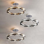 Modern Simplicity Round Prism Crystal Hardware LED Semi-Flush Mount Ceiling Light For Bedroom