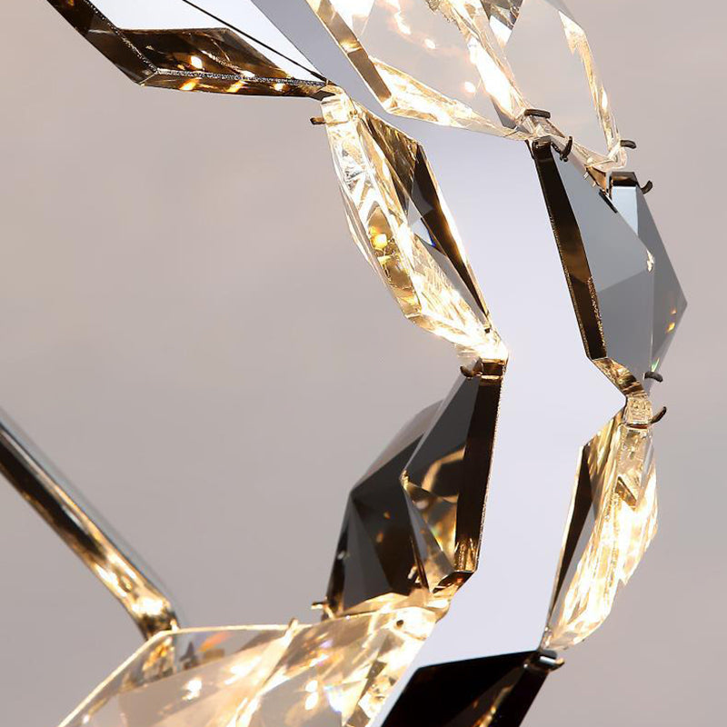 Modern Simplicity Round Prism Crystal Hardware LED Semi-Flush Mount Ceiling Light For Bedroom