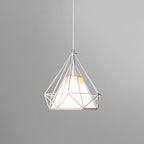 Contemporary Industrial Triangle Cone Prismatic Fabric Iron 1-Light Pendant Light For Living Room