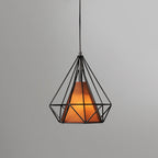 Contemporary Industrial Triangle Cone Prismatic Fabric Iron 1-Light Pendant Light For Living Room