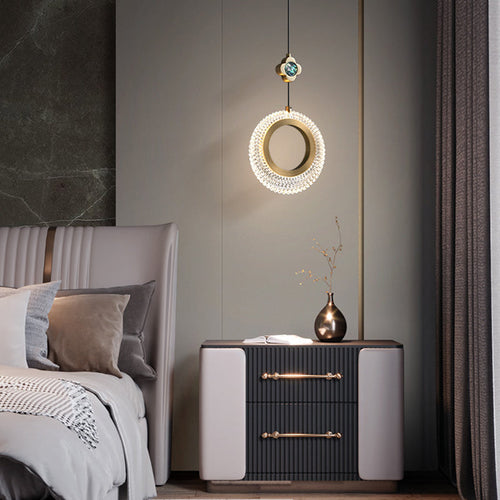 Modern Luxury Round Oval Crystal Brass LED Pendant Light For Living Room