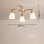 Contemporary Scandinavian Round Branch Pvc Wood Iron 3/6/8 Light Chandelier for Living Room BulbSquare