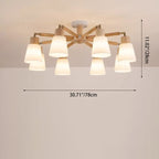 Contemporary Scandinavian Round Branch Pvc Wood Iron 3/6/8 Light Chandelier for Living Room BulbSquare