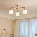 Contemporary Scandinavian Round Branch Pvc Wood Iron 3/6/8 Light Chandelier for Living Room BulbSquare