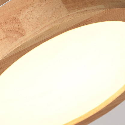 Modern Simplicity Round Acrylic Rubberwood LED Semi-flush Mount Ceiling Light for Bedroom