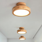 Modern Simplicity Round Acrylic Rubberwood LED Semi-flush Mount Ceiling Light for Bedroom
