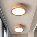 Modern Simplicity Round Acrylic Rubberwood LED Semi-flush Mount Ceiling Light for Bedroom