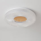 Modern Luxury Hollow Round Acrylic Rubberwood LED Flush Mount Ceiling Light For Living Room