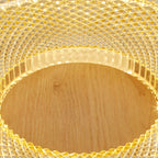 Modern Luxury Hollow Round Acrylic Rubberwood LED Flush Mount Ceiling Light For Living Room