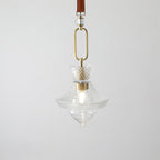 Contemporary Industrial Round Triangle Cone Ring Crystal Glass Iron Leather 1-Light Pendant Light For Living Room