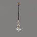 Contemporary Industrial Round Triangle Cone Ring Crystal Glass Iron Leather 1-Light Pendant Light For Living Room