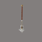 Contemporary Industrial Round Triangle Cone Ring Crystal Glass Iron Leather 1-Light Pendant Light For Living Room