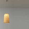 Traditional Chinese Cylinder Hanging Clock Bamboo Iron 1-Light Pendant Light For Living Room