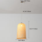 Traditional Chinese Cylinder Hanging Clock Bamboo Iron 1-Light Pendant Light For Living Room