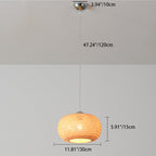 Traditional Chinese Round Citrus Orb Bamboo Iron 1-Light Pendant Light For Living Room