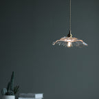 Contemporary Scandinavian Flowers Petals Irregular Round Glass Iron 1-Light Pendant Light For Living Room