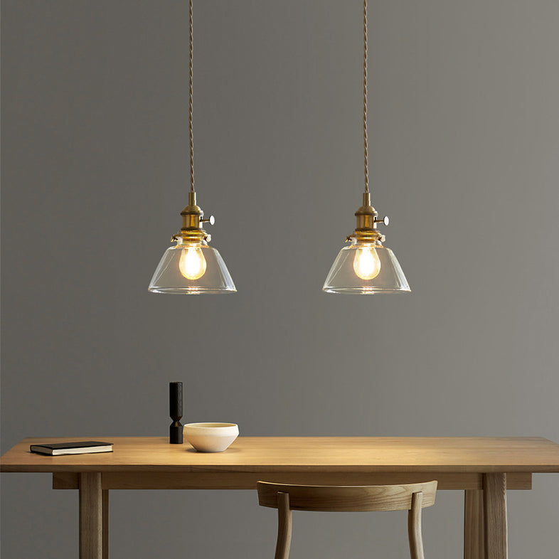 Contemporary Nordic Cylinder Ball Bowl Glass Brass 1-light Pendant Light for Living Room