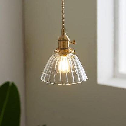 Contemporary Nordic Cylinder Ball Bowl Glass Brass 1-light Pendant Light for Living Room