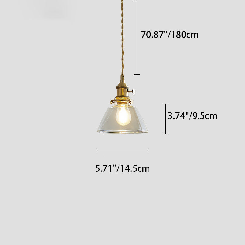 Contemporary Nordic Cylinder Ball Bowl Glass Brass 1-light Pendant Light for Living Room