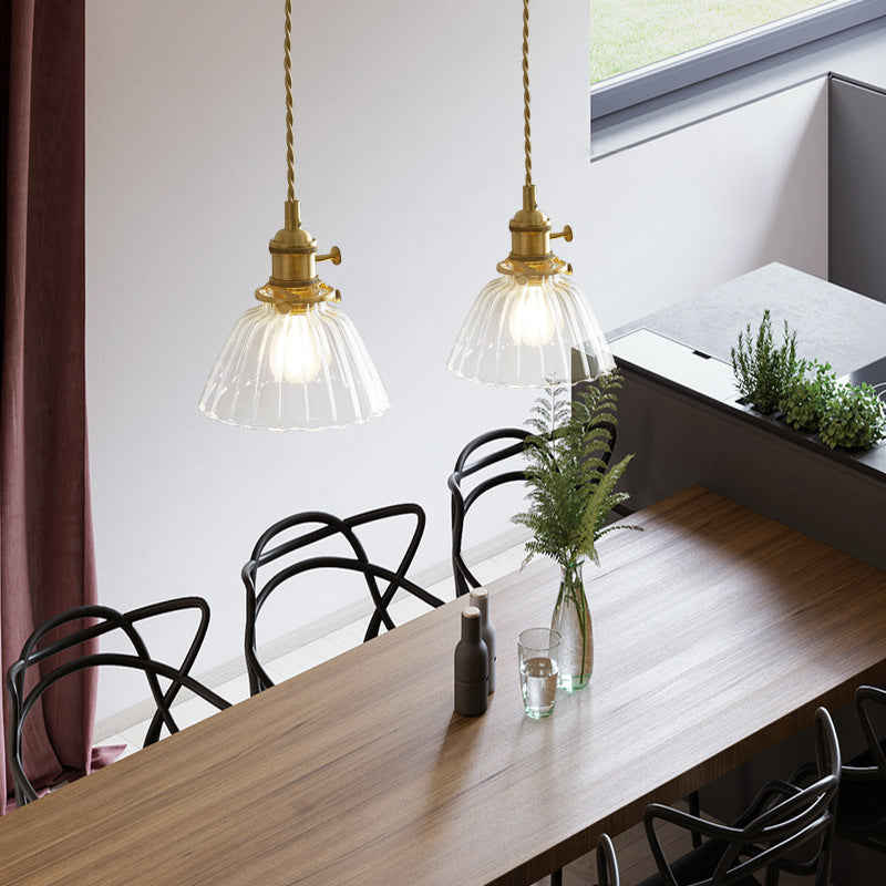 Contemporary Nordic Cylinder Ball Bowl Glass Brass 1-light Pendant Light for Living Room