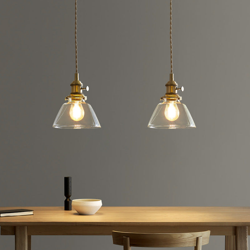 Contemporary Nordic Cylinder Ball Bowl Glass Brass 1-light Pendant Light for Living Room
