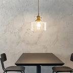 Contemporary Nordic Cylinder Ball Bowl Glass Brass 1-light Pendant Light for Living Room