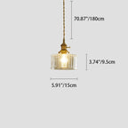 Contemporary Nordic Cylinder Ball Bowl Glass Brass 1-light Pendant Light for Living Room